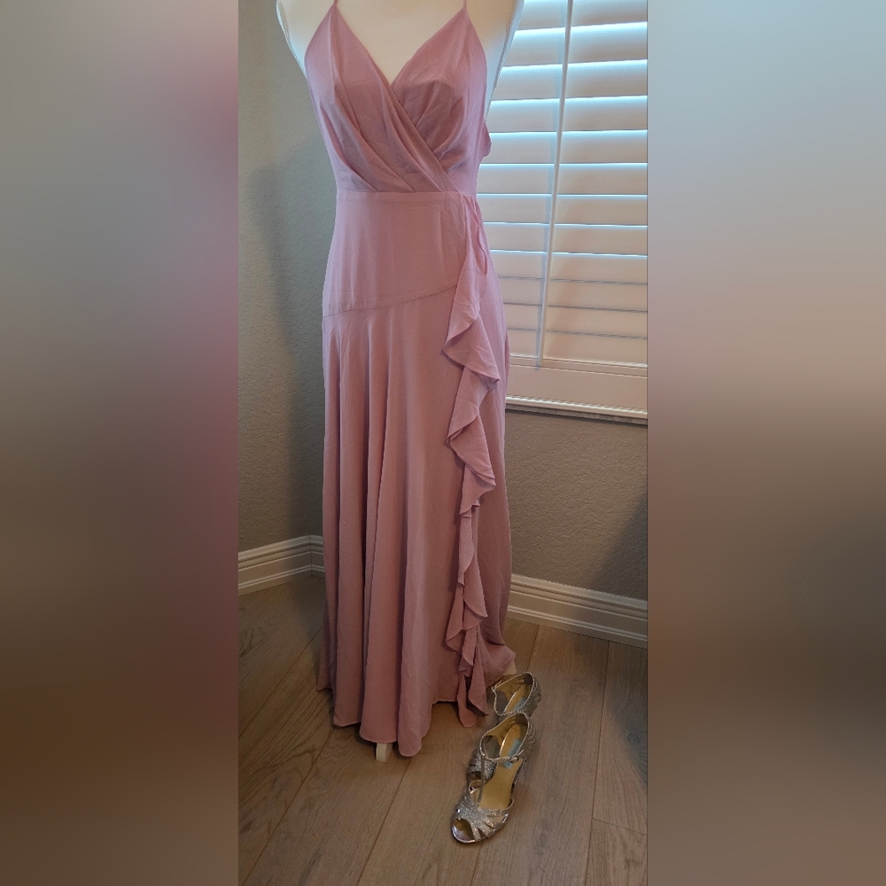 Astr Blush Maxi Skirt with Ruffle Detail